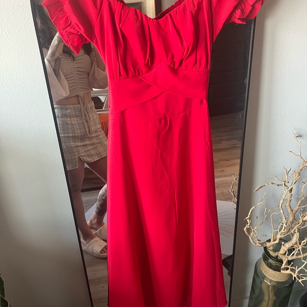 Elegant Red Off-Shoulder Dress
